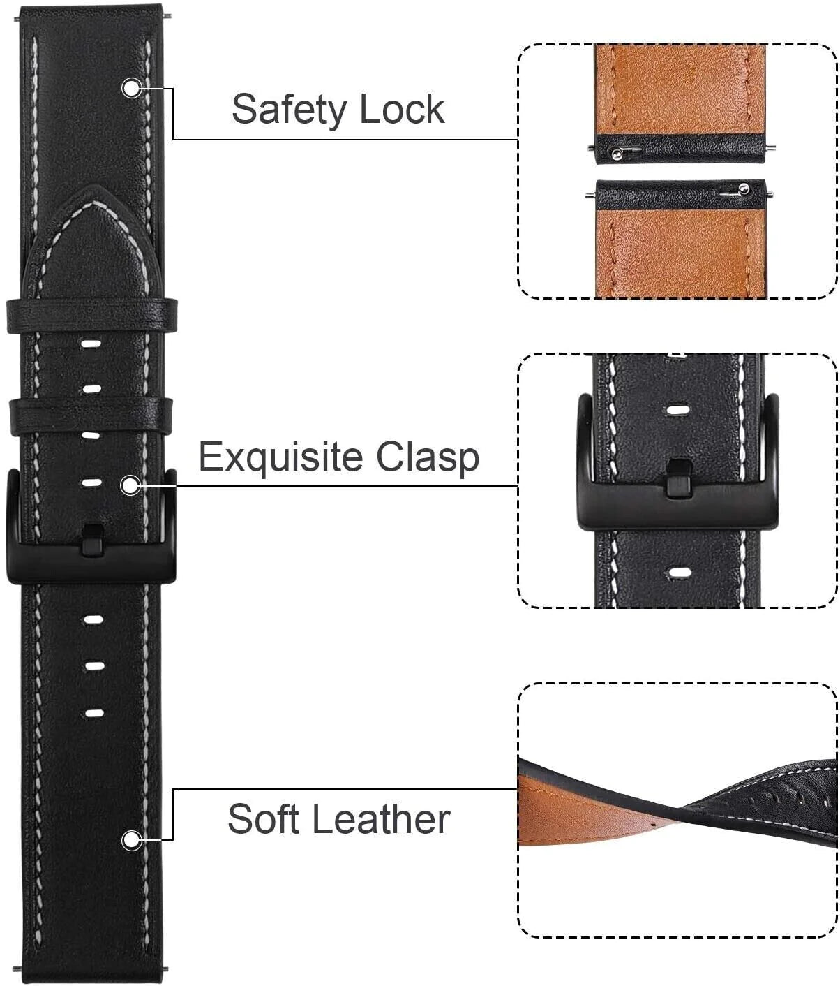 18Mm 20Mm 22Mm Classic Genuine Leather Watch Band Strap Quick Release Wristband